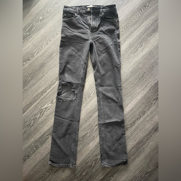 Reformation Charcoal Distressed Boot Cut Jeans - Picture 1 of 4
